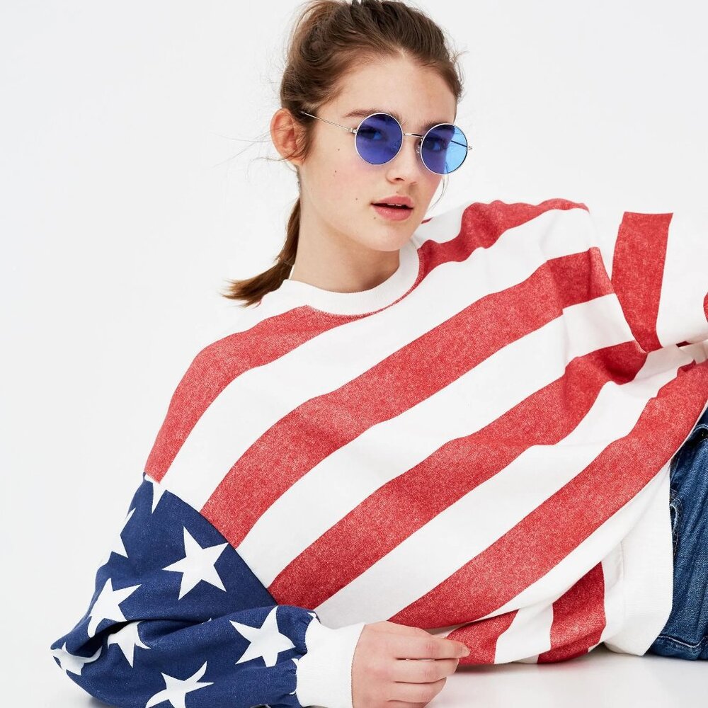 NEW Pull & Bear Paradise League American Flag Sweater Medium